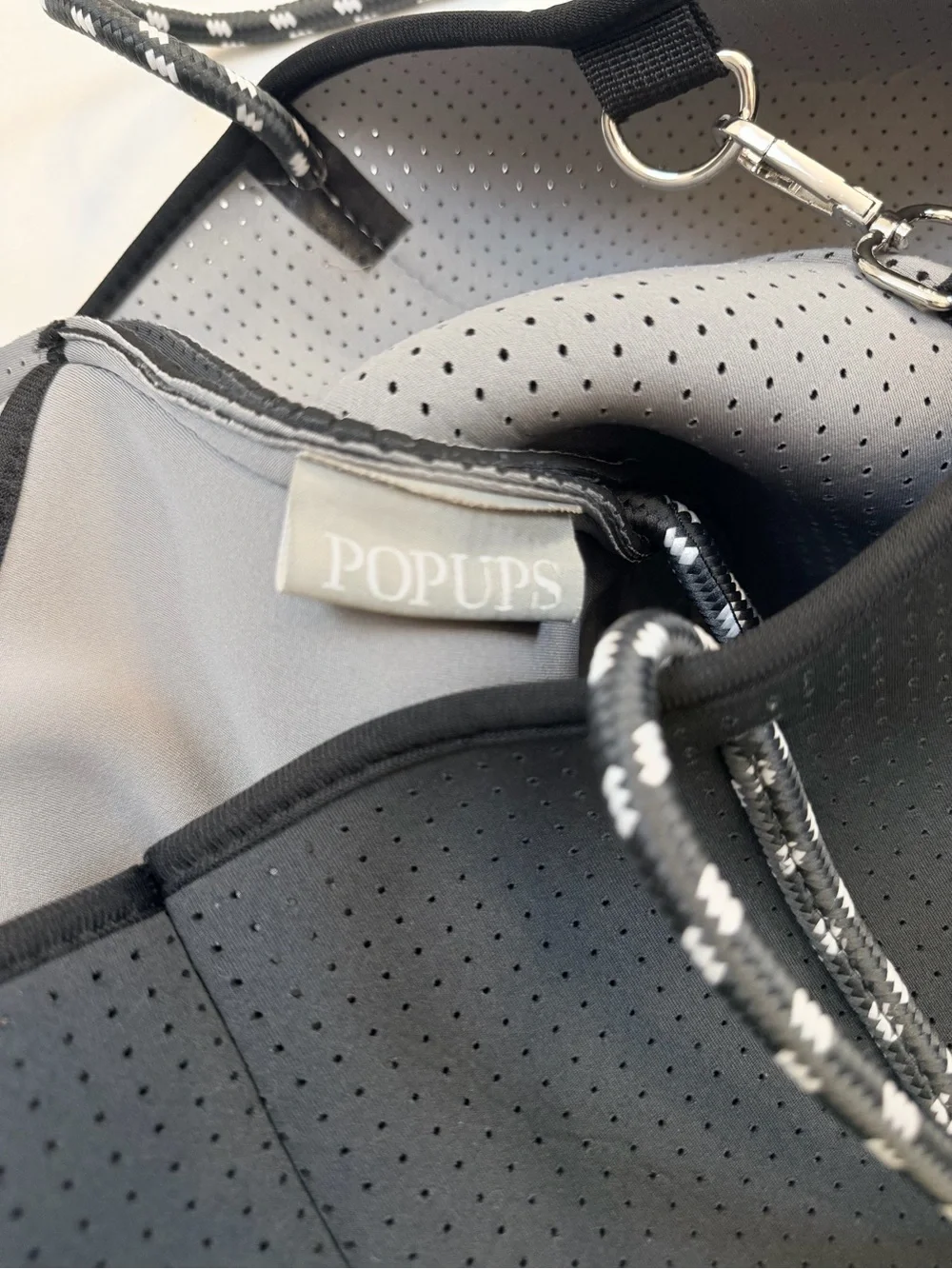Popups Everyday Tote Bag with Pouch in Dark Graphite Paracord Straps & Detailing